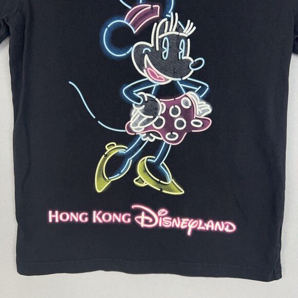 Disney Hong Kong Shirt Womens Small Black Glow in Dark Minnie Mouse Disneyland - Picture 4 of 14